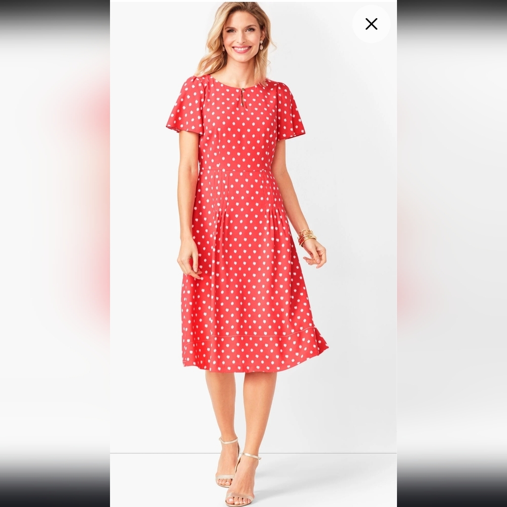 Talbots Ikat Dot Fit & Flare Dress - NWT